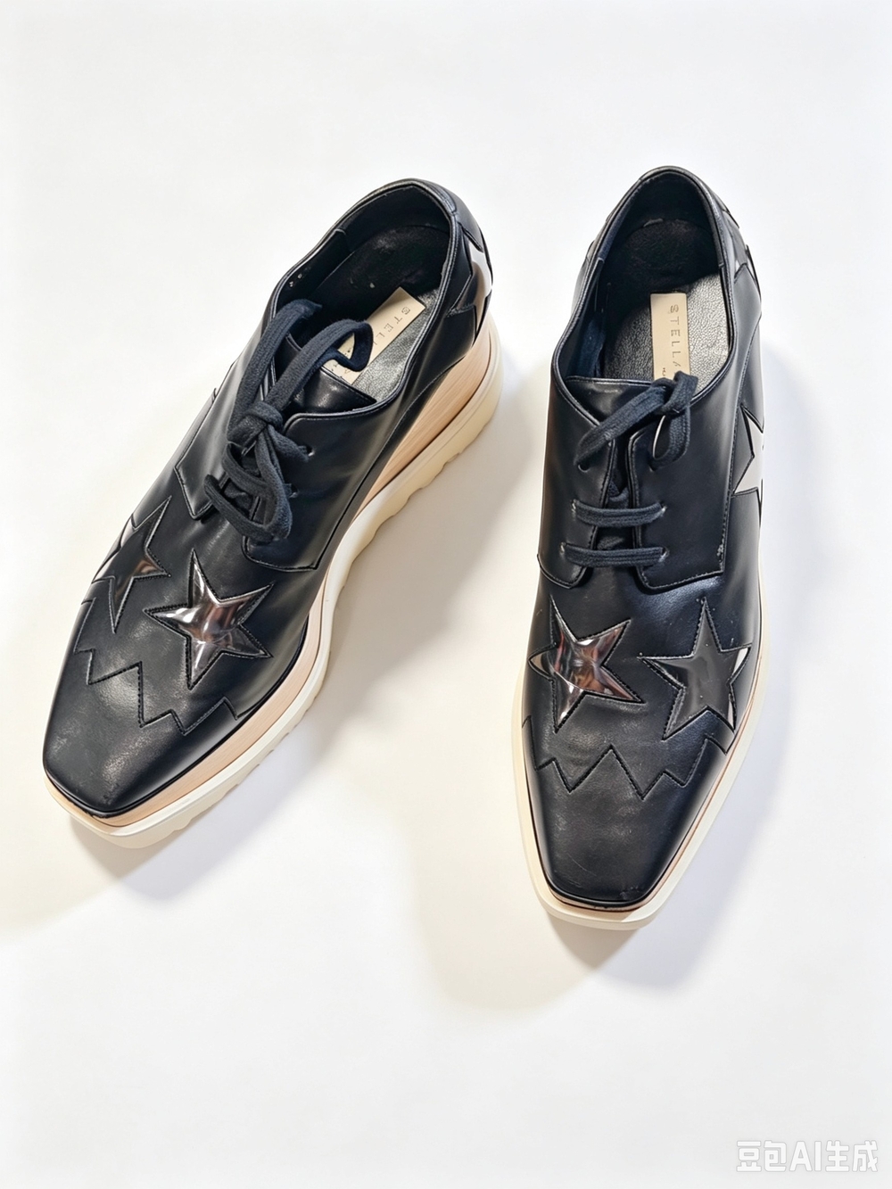Stella McCartney Black Star-Accent Leather Men’s Derby Sneakers